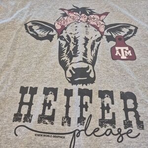 Texas A&M Gray Graphic Tee Shirt with Cow Print